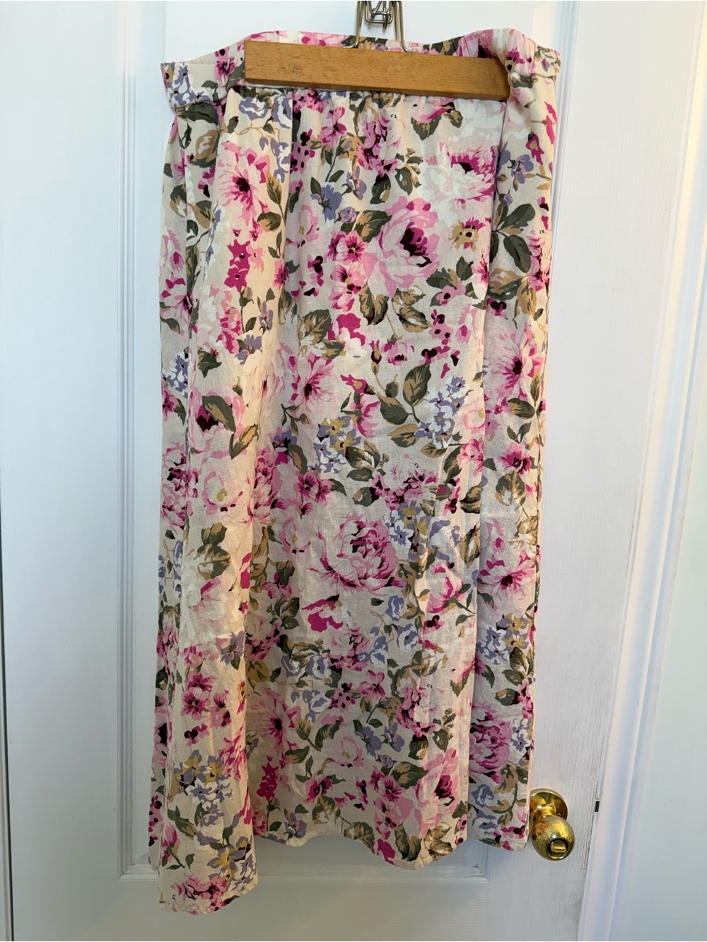 Birds Papaya x Reitmans Linen blend floral skirt